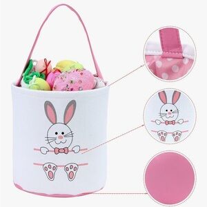 Pink & White Bunny Easter Basket